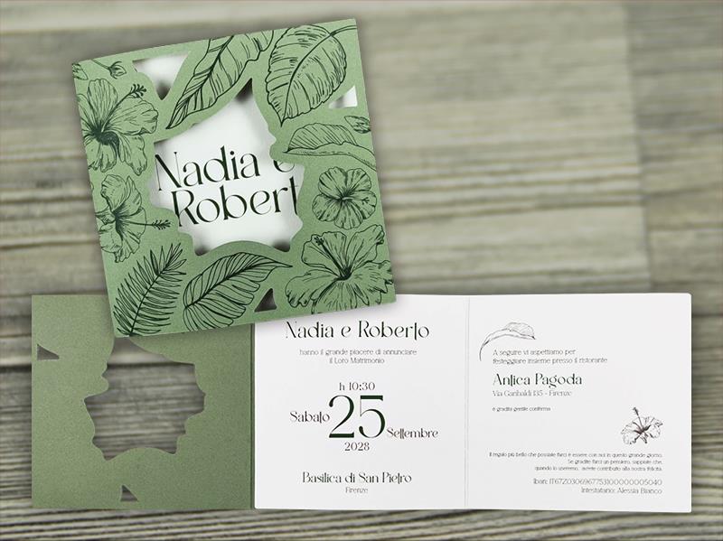 Partecipazione di Matrimonio Verde  TROPICAL